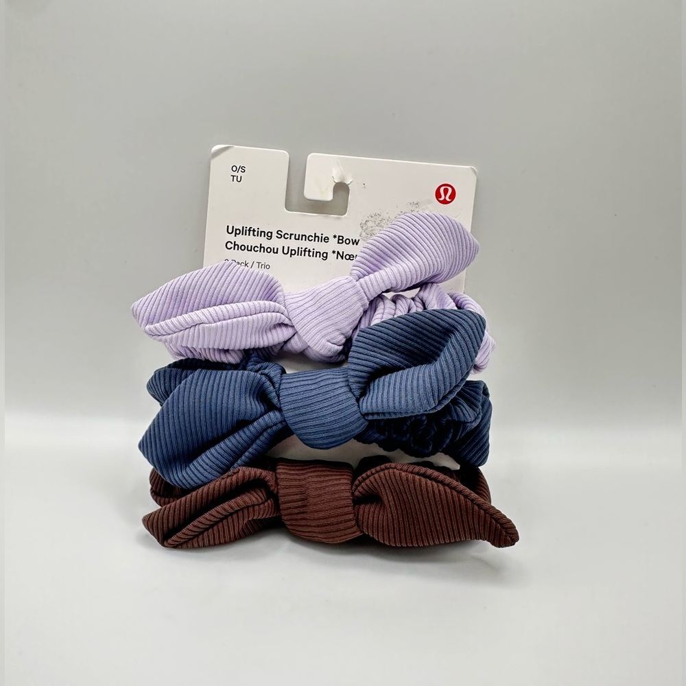 Lululemon Uplifting Bow Scrunchies (Purple, Blue, Brown)